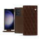 Samsung Galaxy S23 Ultra leather case - Châtaigne - Couture ( Pantone #1b1107 ) 