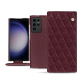 Samsung Galaxy S23 Ultra leather case - Lie de vin - Couture ( Pantone #412234 ) 