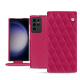 Samsung Galaxy S23 Ultra leather case - Rose fluo - Couture ( Pantone #ff16b4 ) 