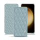 Housse cuir Samsung Galaxy S23+ - Bleu ciel - Couture ( Nappa - Pantone #abcae9 ) 