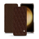 Housse cuir Samsung Galaxy S23+ - Châtaigne - Couture ( Pantone #1b1107 ) 