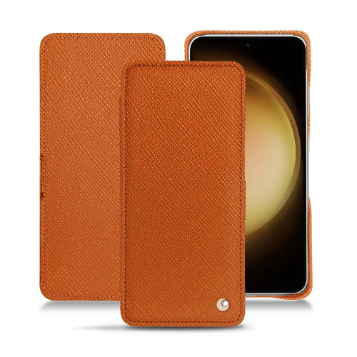 Custodia folio di alta qualità per Samsung Galaxy S23+Orange vibrant ( Pantone #e36b39 ) 