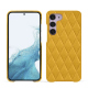 Samsung Galaxy S23 leather cover - Jaune soulèu - Couture ( Pantone #F3B934 )