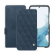 Samsung Galaxy S23 leather case - Jean vintage - Couture ( Pantone #2f414f  ) 