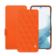 Housse cuir Samsung Galaxy S23 - Orange fluo - Couture ( Pantone #ff5406 ) 