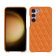 Coque cuir Samsung Galaxy S23+ - Orange - Couture ( Nappa - Pantone #ff9351 ) 