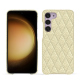 Samsung Galaxy S23+ leather cover - Ivoire - Couture ( Pantone #d6d6c6 ) 