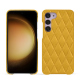 Samsung Galaxy S23+ leather cover - Jaune soulèu - Couture ( Pantone #F3B934 )