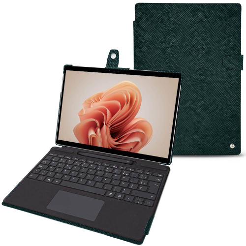 Housse en cuir de haute qualité pour Microsoft Surface Pro 9Vert séduisant ( Pantone #1d3c34 ) 