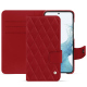 Housse cuir Samsung Galaxy S23 - Rouge - Couture ( Nappa - Pantone #d50032 ) 