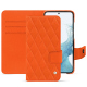 Housse cuir Samsung Galaxy S23 - Orange fluo - Couture ( Pantone #ff5406 ) 