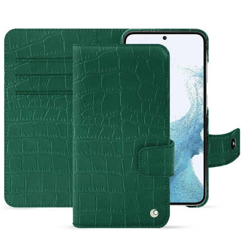 Estojo de carteira Premium para Samsung Galaxy S23Crocodile pino ( Pantone #173F35 ) 