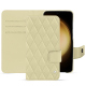 Housse cuir Samsung Galaxy S23+ - Beige - Couture ( Nappa - Pantone #ceb888 ) 