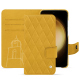 硬质真皮保护套 Samsung Galaxy S23+ - Jaune soulèu - Couture ( Pantone #F3B934 )