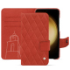 Samsung Galaxy S23+ leather case - Arange clouquié - Couture ( Pantone #D33108 )