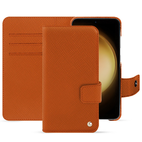 Funda de lujo tipo cartera para Samsung Galaxy S23+Orange vibrant ( Pantone #e36b39 ) 