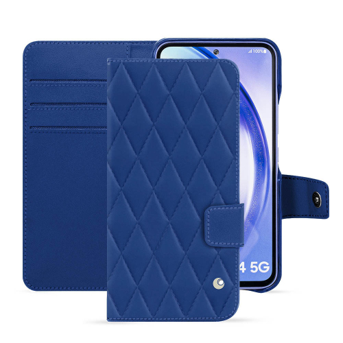 Samsung Galaxy A54 Deluxe Custom Wallet CaseBleu océan - Couture ( Nappa - Pantone #15458a) 