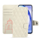 Samsung Galaxy A54 leather case - Blanc escumo - Couture ( Pantone #D6D6D1 )
