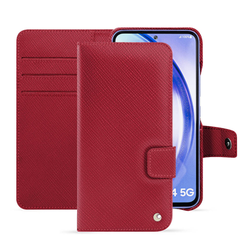 Housse portefeuille luxe sur-mesure Samsung Galaxy A54Rouge passion ( Pantone #a6192e ) 
