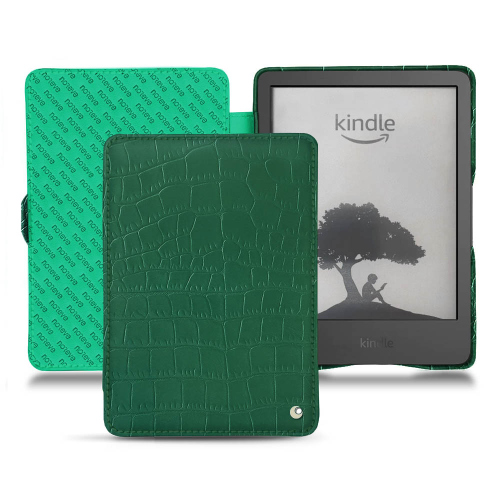 Maßgeschneiderte Premium-Hülle Amazon Kindle (2022)Crocodile pino ( Pantone #173F35 ) 