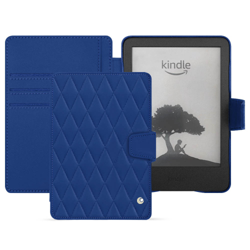 Premium-Brieftasche Amazon Kindle (2022)Bleu océan - Couture ( Nappa - Pantone #15458a) 