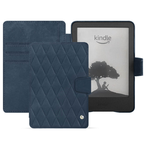 Housse portefeuille premium Amazon KindleJean vintage - Couture ( Pantone #2f414f  ) 