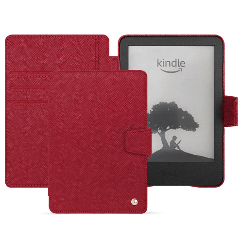 Funda de cartera premium para Amazon Kindle (2022)Rouge passion ( Pantone #a6192e ) 
