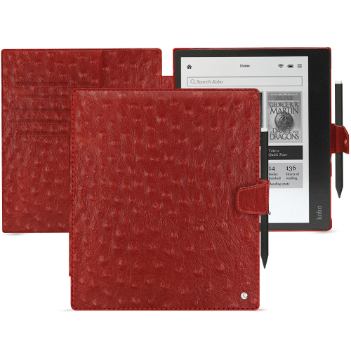 Kobo Elipsa 2E - 最高の保護カバーです。Autruche ciliegia ( Pantone #a4343a ) 