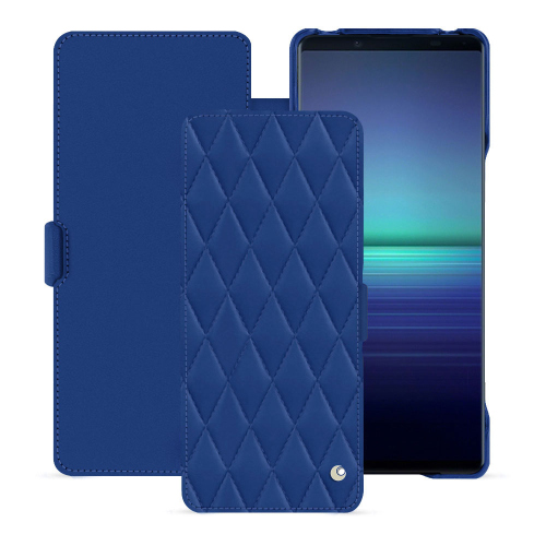 Custodia di lusso per Sony Xperia 1 V - Protezione elegante e robustaBleu océan - Couture ( Nappa - Pantone #15458a) 