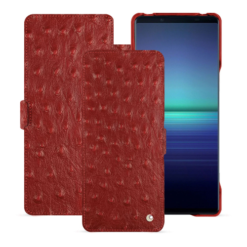 Housse luxe pour Sony Xperia 1 V - Protection chic et robusteAutruche ciliegia ( Pantone #a4343a ) 