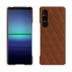 Sony Xperia 1 V leather cover - Marron - Couture ( Nappa - Pantone #8B4720 ) 