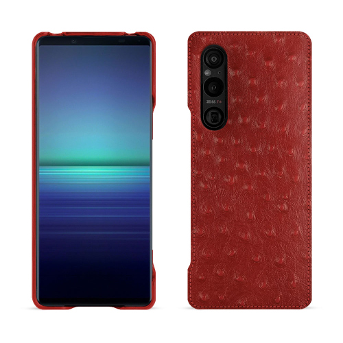 Luxus-Hülle für Sony Xperia 1 V - Eleganter und langlebiger SchutzAutruche ciliegia ( Pantone #a4343a ) 