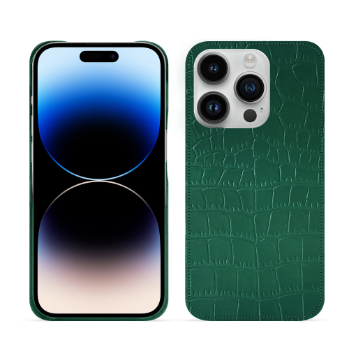 Luxus-Hülle für das iPhone 15 Pro | Schick und robustCrocodile pino ( Pantone #173F35 ) 