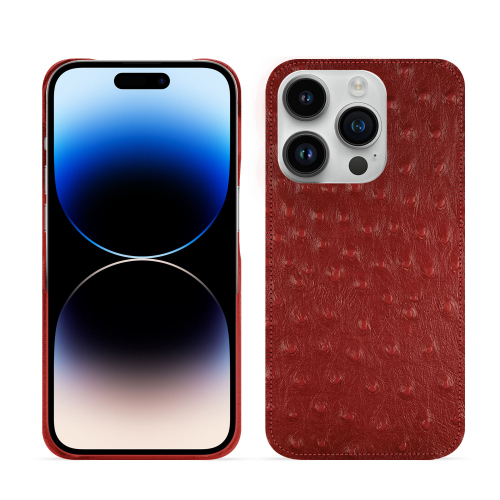 Capa de luxo para iPhone 15 Pro | Chique e resistenteAutruche ciliegia ( Pantone #a4343a ) 