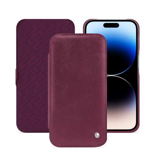Custodia con patta orizzontale per iPhone 15 Pro | Elegante e resistentePrune vintage ( Pantone #612434 ) 