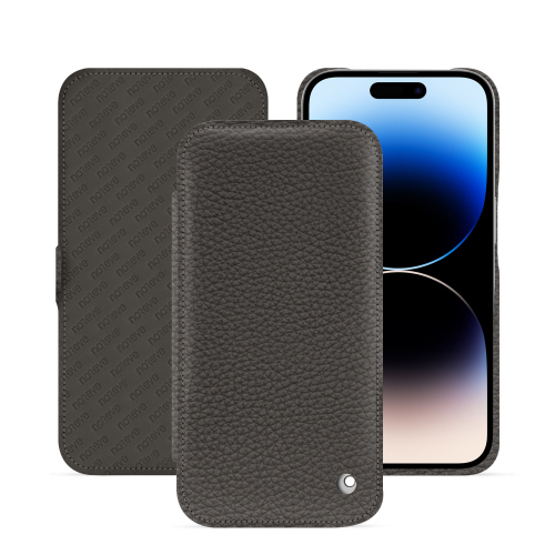 Funda con solapa horizontal iPhone 15 Pro | Elegante y duraderaAnthracite ( Pantone #41403c ) 