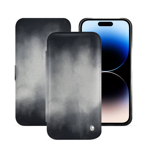 Capa com aba horizontal para iPhone 15 Pro | Elegante e duradouraGris Patine