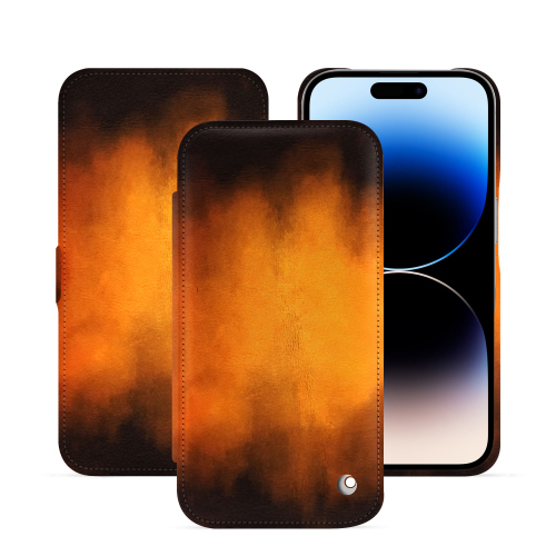 Capa com aba horizontal para iPhone 15 Pro | Elegante e duradouraFauve Patine