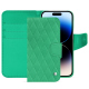 Housse cuir Apple iPhone 15 Pro - Menthe vintage - Couture ( Pantone #37b375 ) 