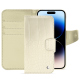 Apple iPhone 15 Pro leather case - Crocodile milk ( Pantone #d6d2c4 ) 
