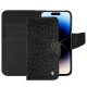 Housse cuir Apple iPhone 15 Pro - Autruche nero ( Noir / Black) 