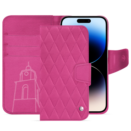 Housse portefeuille premium iPhone 15 Pro | Élégance et Protection réuniesRose BB - Couture ( Pantone #DB599F )