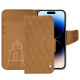 Housse cuir Apple iPhone 15 Pro - Castan esparciate - Couture ( Pantone #824F2A )