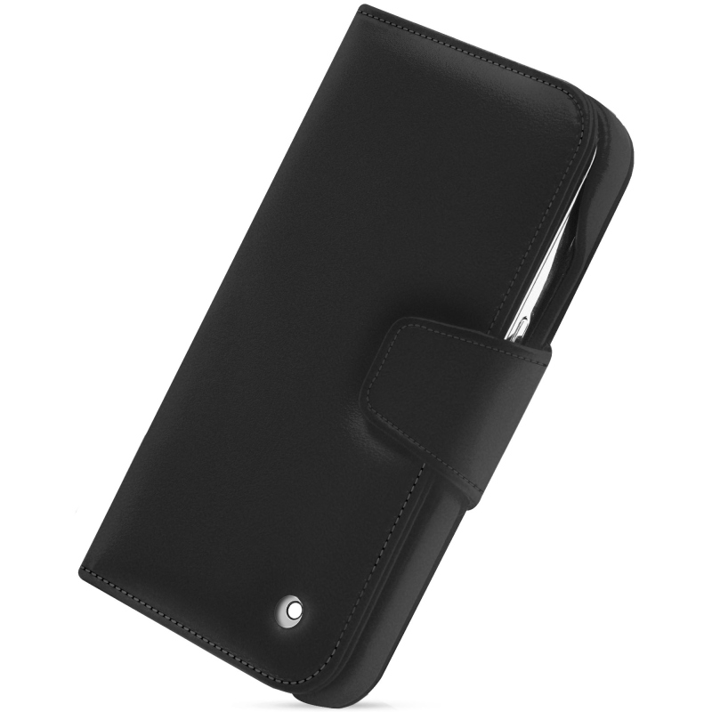 Für Apple iPhone 15 Pro Design Handy Tasche Wallet Premium Schwarz