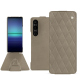 Sony Xperia 1 V leather case - Darboun sabla - Couture ( Pantone #BCB1A1 )