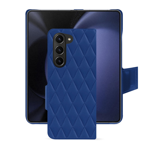 Custodia Samsung Galaxy Z Fold 5 | Protezione personalizzata, premium e chicBleu océan - Couture ( Nappa - Pantone #15458a) 