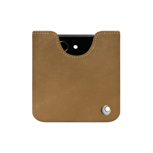 Elegante custodia (in pelle, similpelle o vegana) per Galaxy Z Flip5Sable vintage ( Pantone #9b7340 ) 