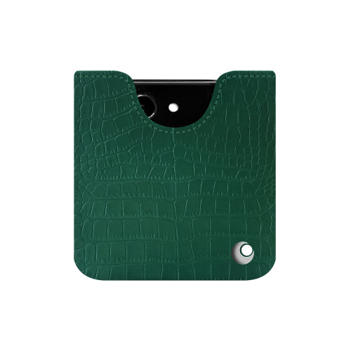 Élégante pochette (cuir, similicuir ou vegan) pour Galaxy Z Flip5Crocodile pino ( Pantone #173F35 ) 
