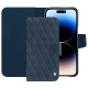 Apple iPhone 15 Pro Max leather case - Jean vintage - Couture ( Pantone #2f414f  ) 