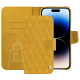 Housse cuir Apple iPhone 15 Pro Max - Jaune soulèu - Couture ( Pantone #F3B934 )